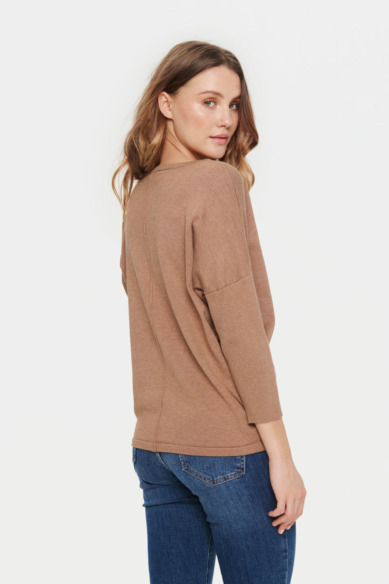 Saint Tropez Mila Tiger's Eye Melange Round Neck Knit, 30500003