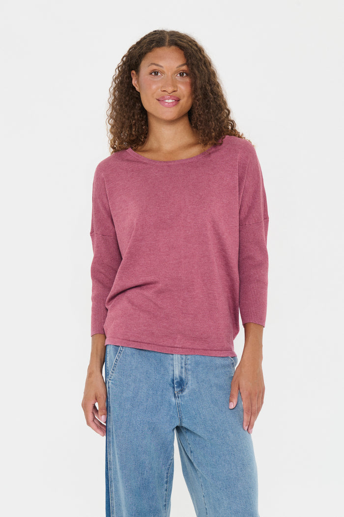 Saint Tropez Mila Dusky Pink Melange Round Neck Knit