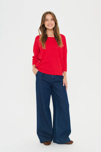 Saint Tropez Mila Chinese Red Round Neck Knit