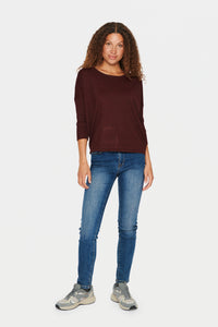 Saint Tropez Mila Tawny Port Melange Round Neck Knit, 30500003