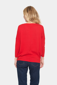 Saint Tropez Mila Racing Red Round Neck Knit