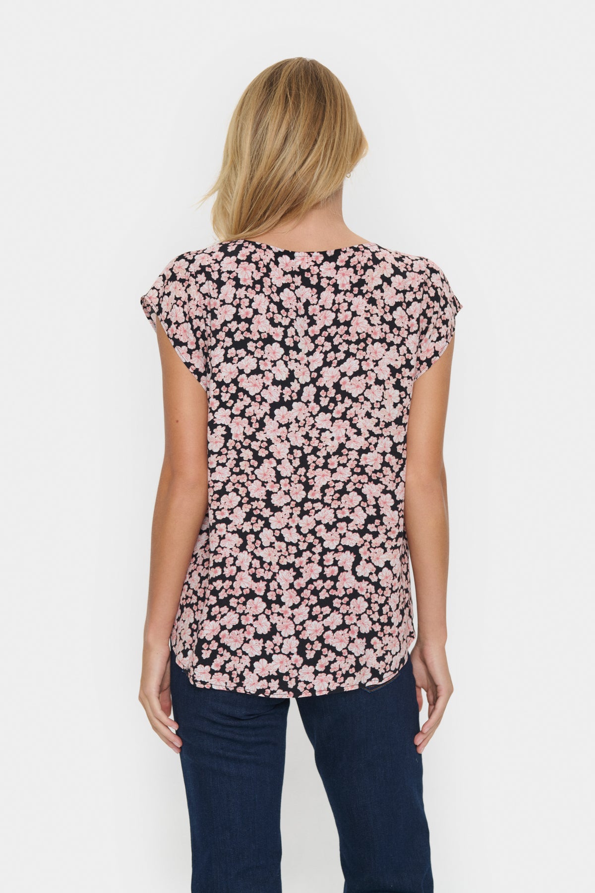 Saint Tropez Blanca Adele Black Black Mauve Floral Print Blouse