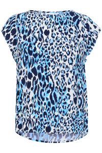 Saint Tropez Blanca Adele Baby's Breath Blue Leopard Print Blouse, 30510403