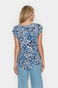 Saint Tropez Blanca Adele Baby's Breath Blue Leopard Print Blouse, 30510403