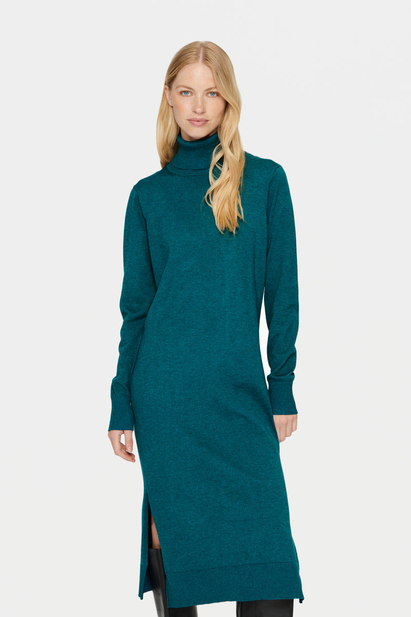 Saint Tropez Mila Reflecting Pond Teal Roll Neck Knitted Midi Dress, 30511420