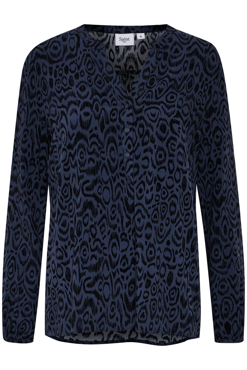Saint Tropez Eda Ombre Blue Abstract Printed Blouse, 30511901