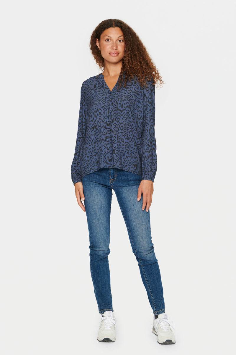 Saint Tropez Eda Ombre Blue Abstract Printed Blouse, 30511901