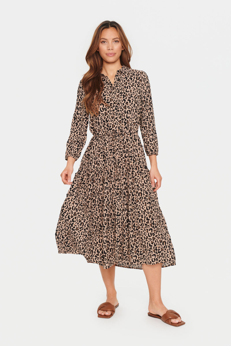Saint Tropez Ueda Brush Leopard Print Midi Dress, 30512638