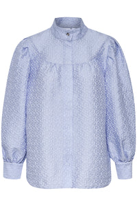 Saint Tropez Antonia Cashmere Blue Diamanté Puff Sleeve Shirt , 30512791
