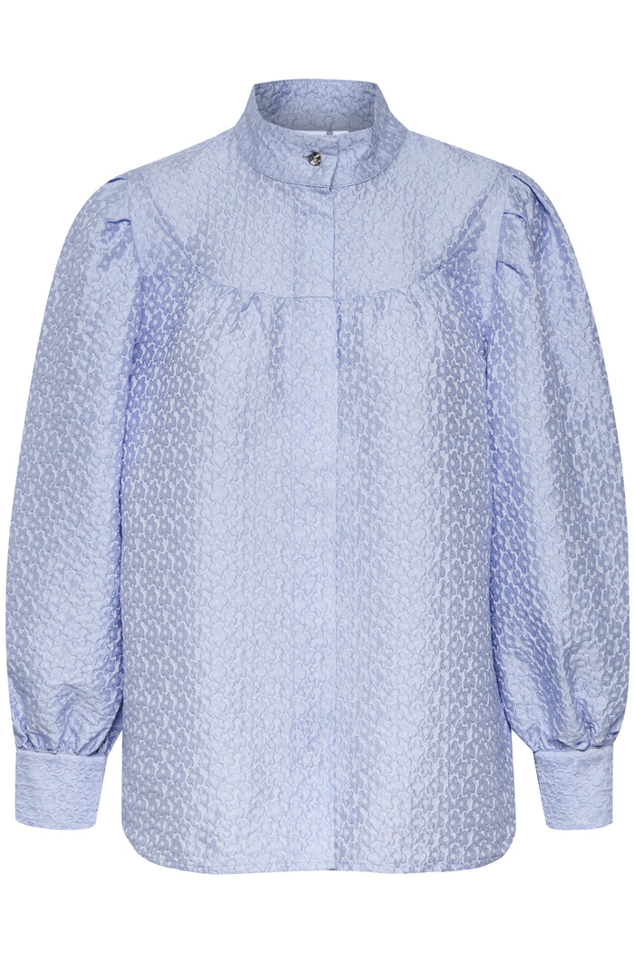 Saint Tropez Antonia Cashmere Blue Diamanté Puff Sleeve Shirt , 30512791