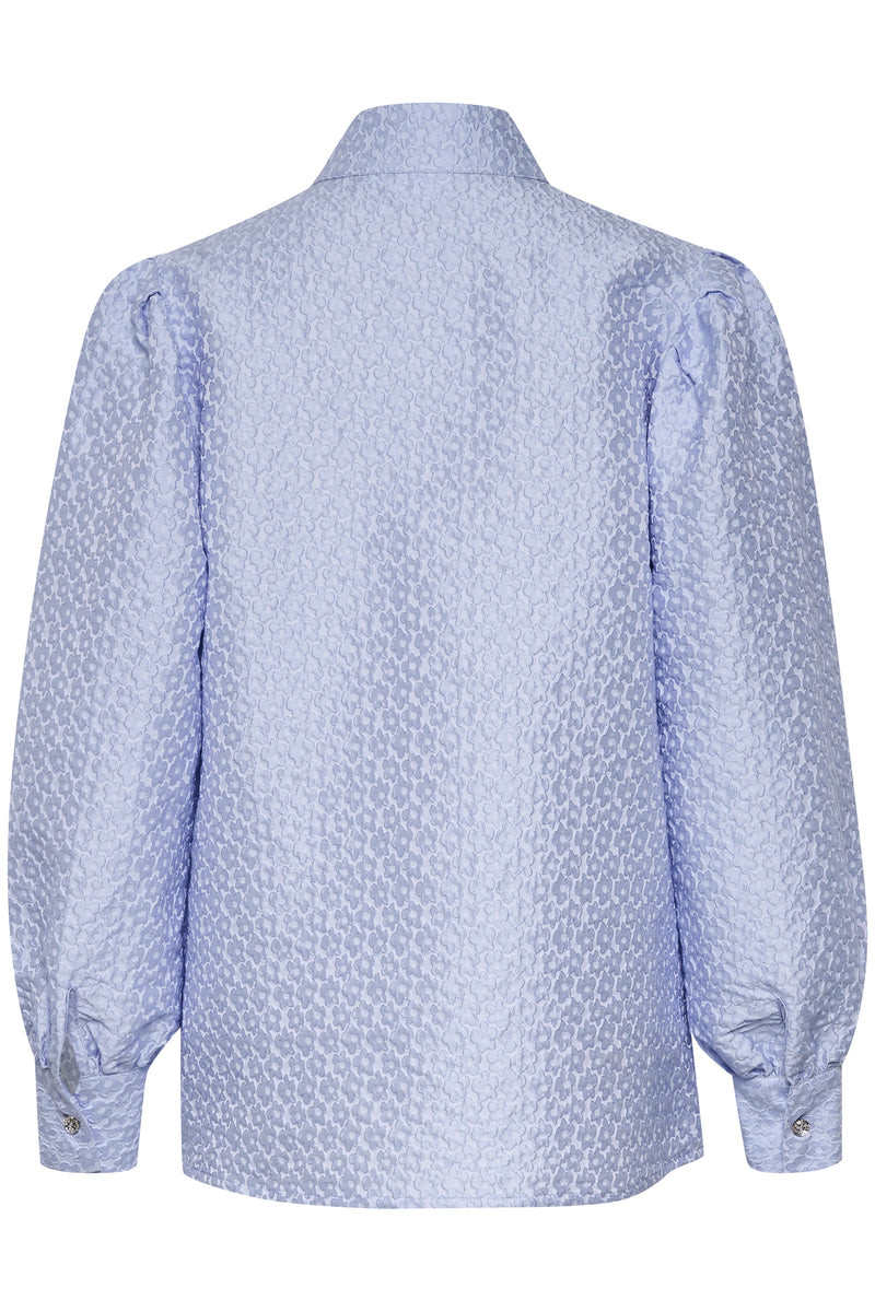Saint Tropez Antonia Cashmere Blue Diamanté Puff Sleeve Shirt , 30512791