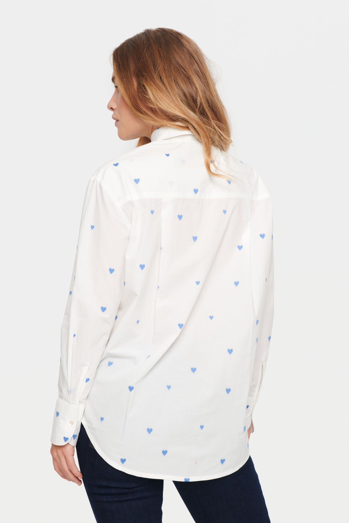 Saint Tropez Dianne Ultramarine Blue Heart Print Oversized Longline Shirt, 30513097