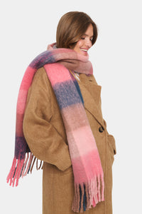 Saint Tropez Falberta Pink Power Check Blanket Scarf, 30513171