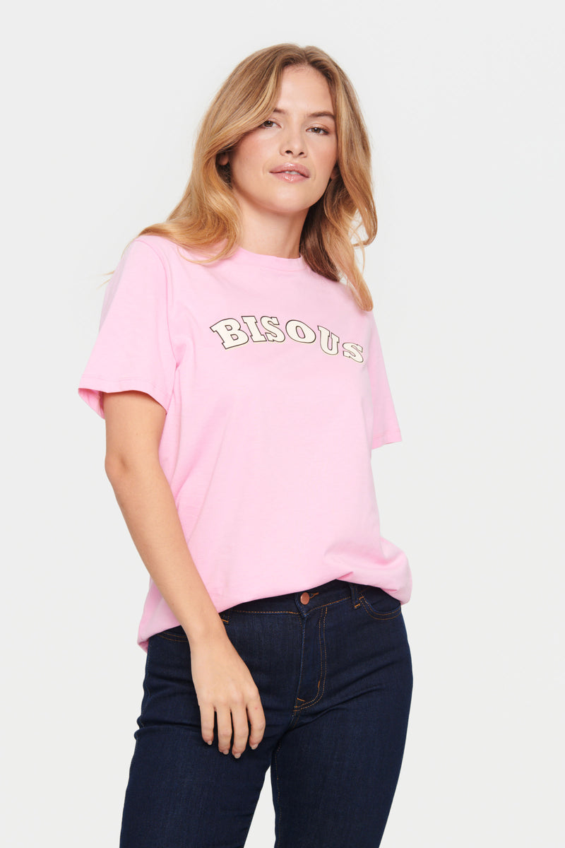 Saint Tropez Dajli Bonbon Pink 'BISOUS' T-Shirt, 30513177
