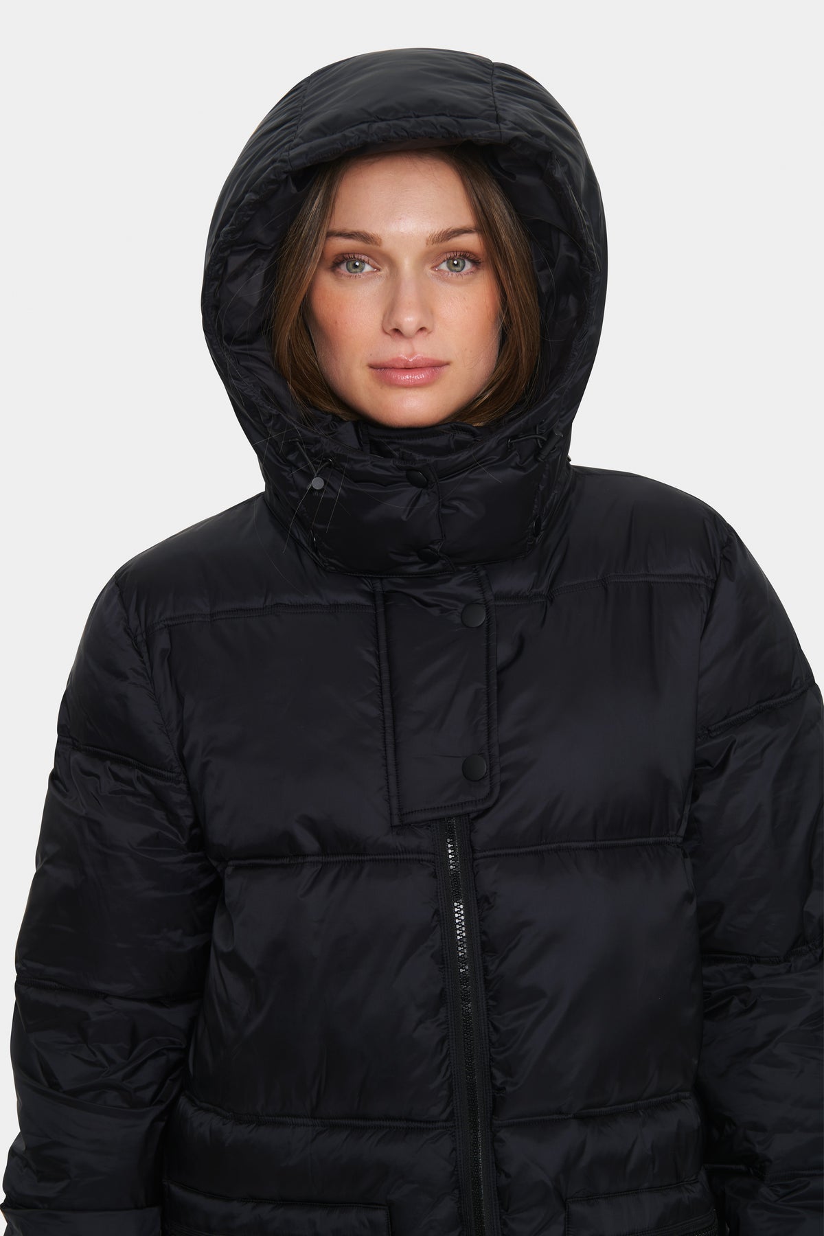 Saint Tropez Frances Black Ultimate Puffa Coat with Zip Detailing, 30513272