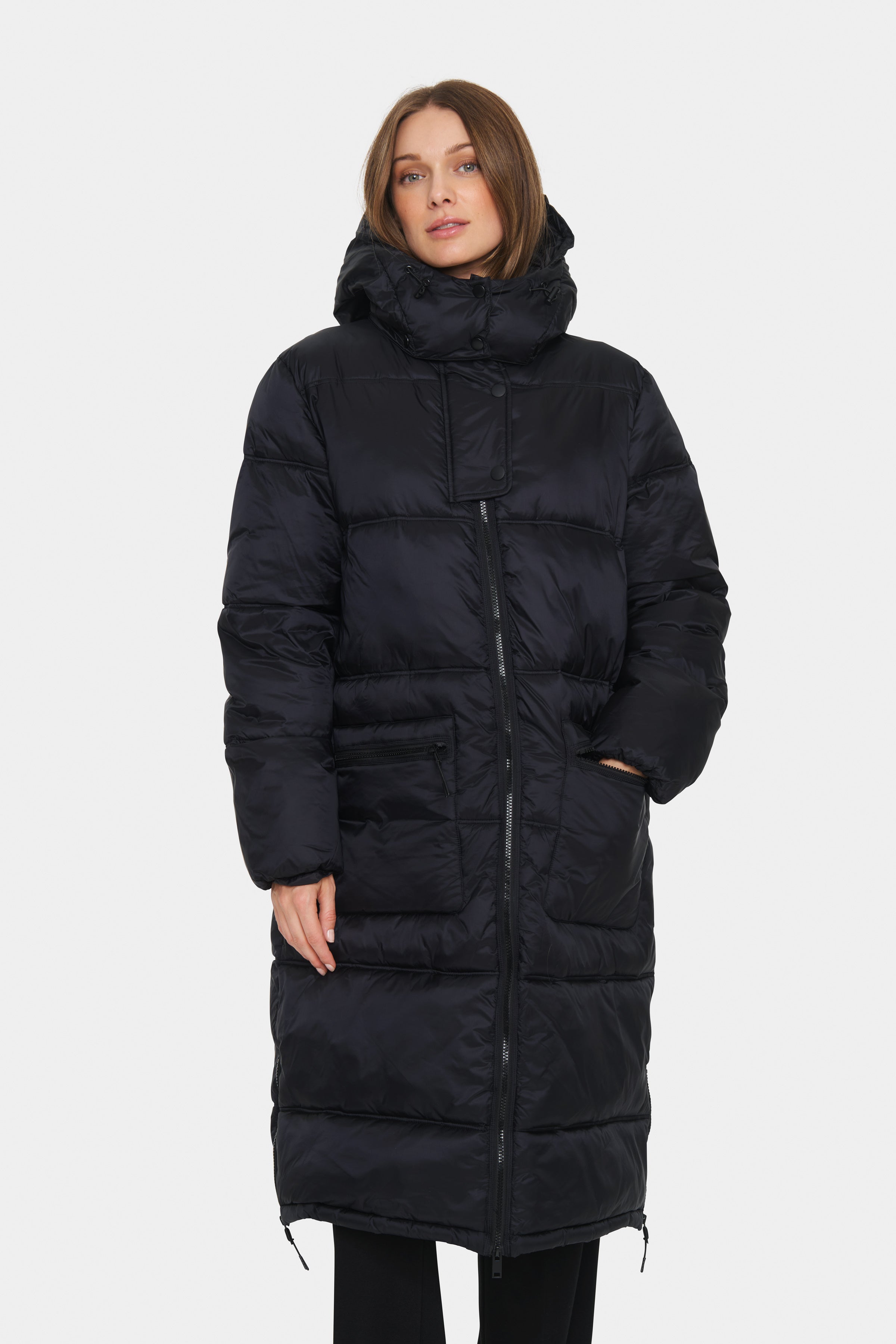 Saint Tropez Frances Black Ultimate Puffa Coat with Zip Detailing