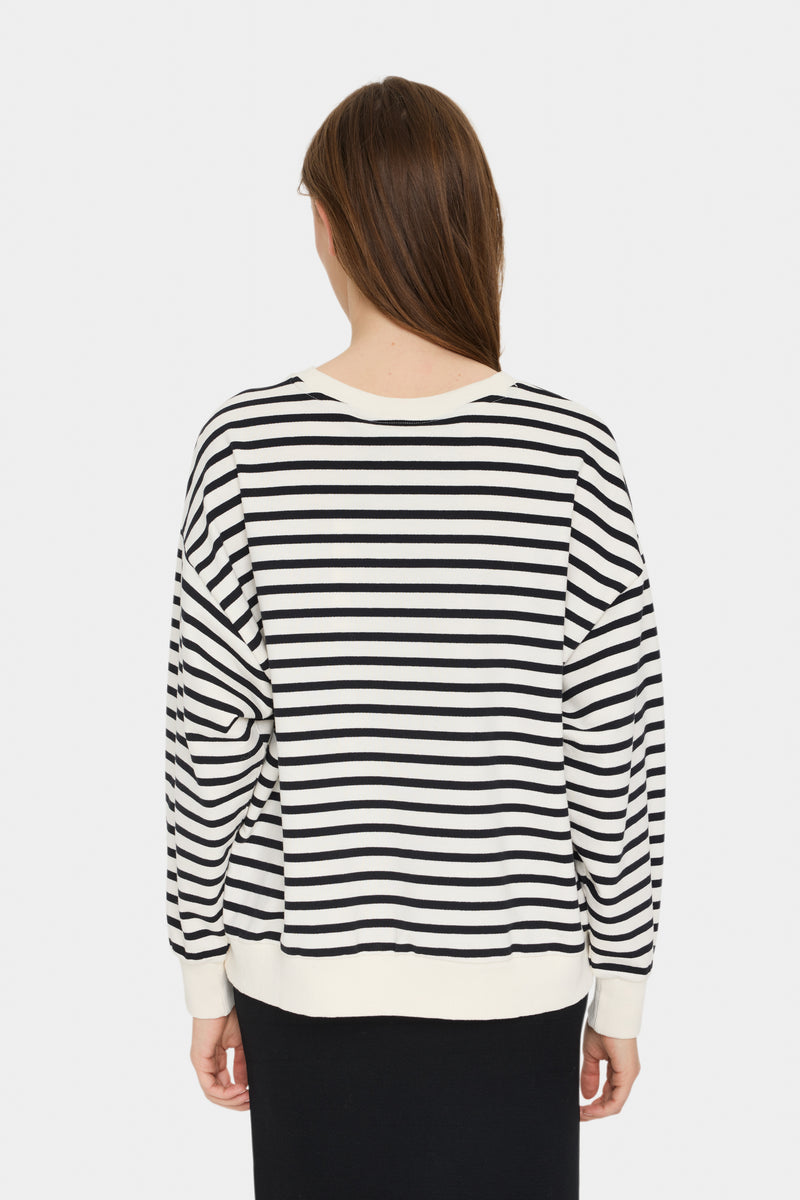 Saint Tropez Gila Ice Stripe Cloud Embroidered Oversized Sweatshirt, 30513455