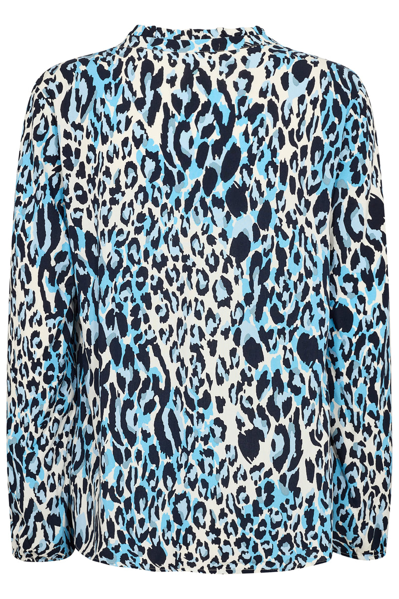 Saint Tropez Eda Baby's Breath Blue Leopard Print Blouse, 30513523