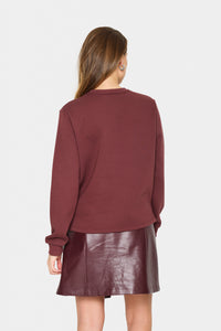 Saint Tropez Lyona Burgundy Embossed 'SMILE' Logo Fleece Lined Sweatshirt