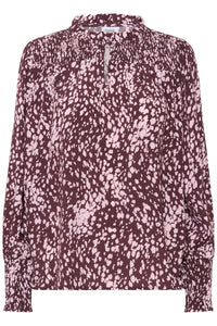 Saint Tropez Malika Fudge Burgundy Spot Animal Abstract Print Blouse, 30514405