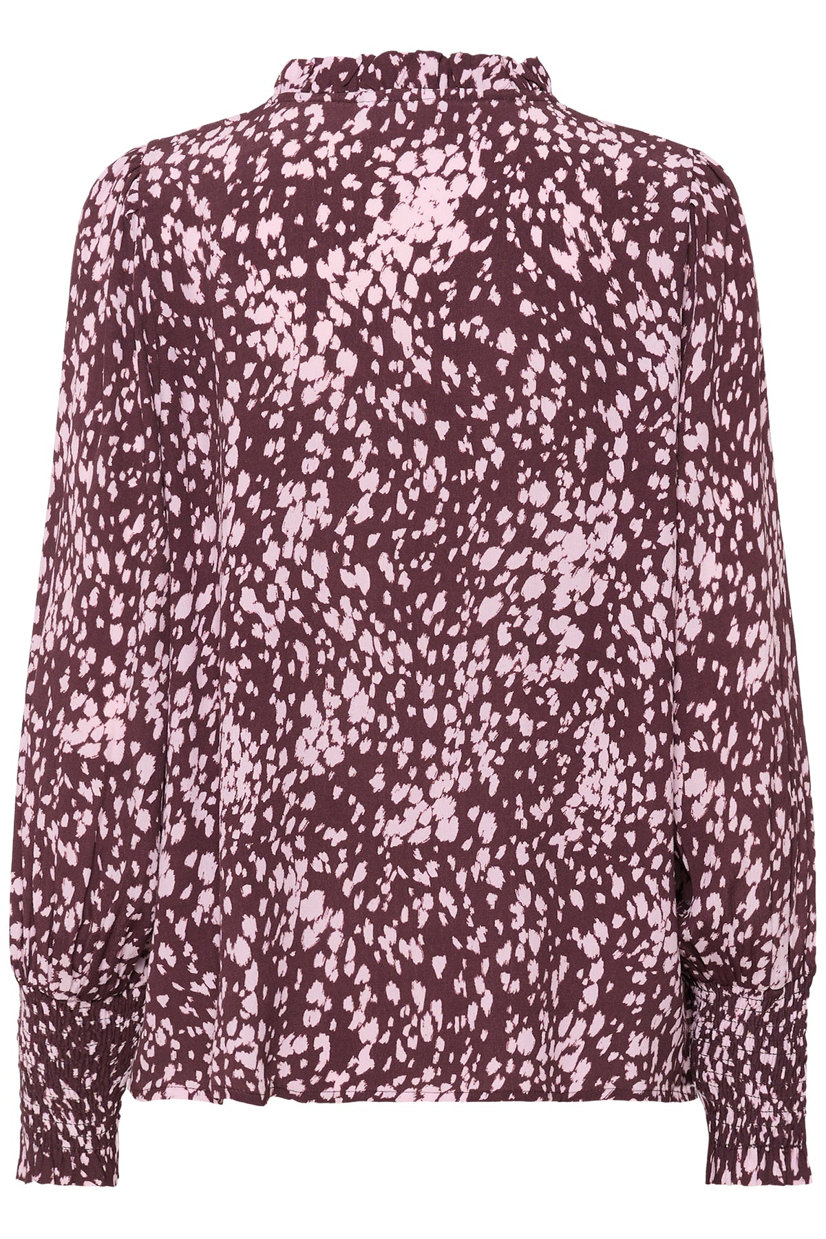 Saint Tropez Malika Fudge Burgundy Spot Animal Abstract Print Blouse, 30514405