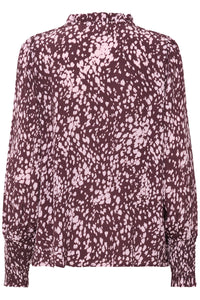 Saint Tropez Malika Fudge Burgundy Spot Animal Abstract Print Blouse, 30514405