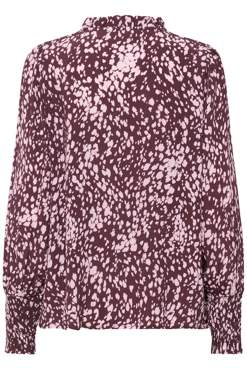Saint Tropez Malika Fudge Burgundy Spot Animal Abstract Print Blouse, 30514405