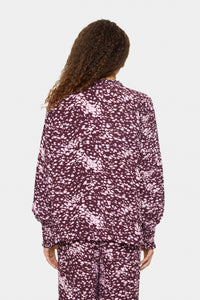 Saint Tropez Malika Fudge Burgundy Spot Animal Abstract Print Blouse, 30514405