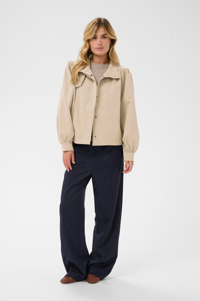 Saint Tropez Olina Oxford Tan Cropped Trench Jacket, 30514744