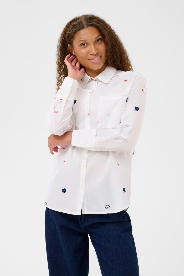 Saint Tropez Olberta Bright White Embroidered Shirt, 30514762