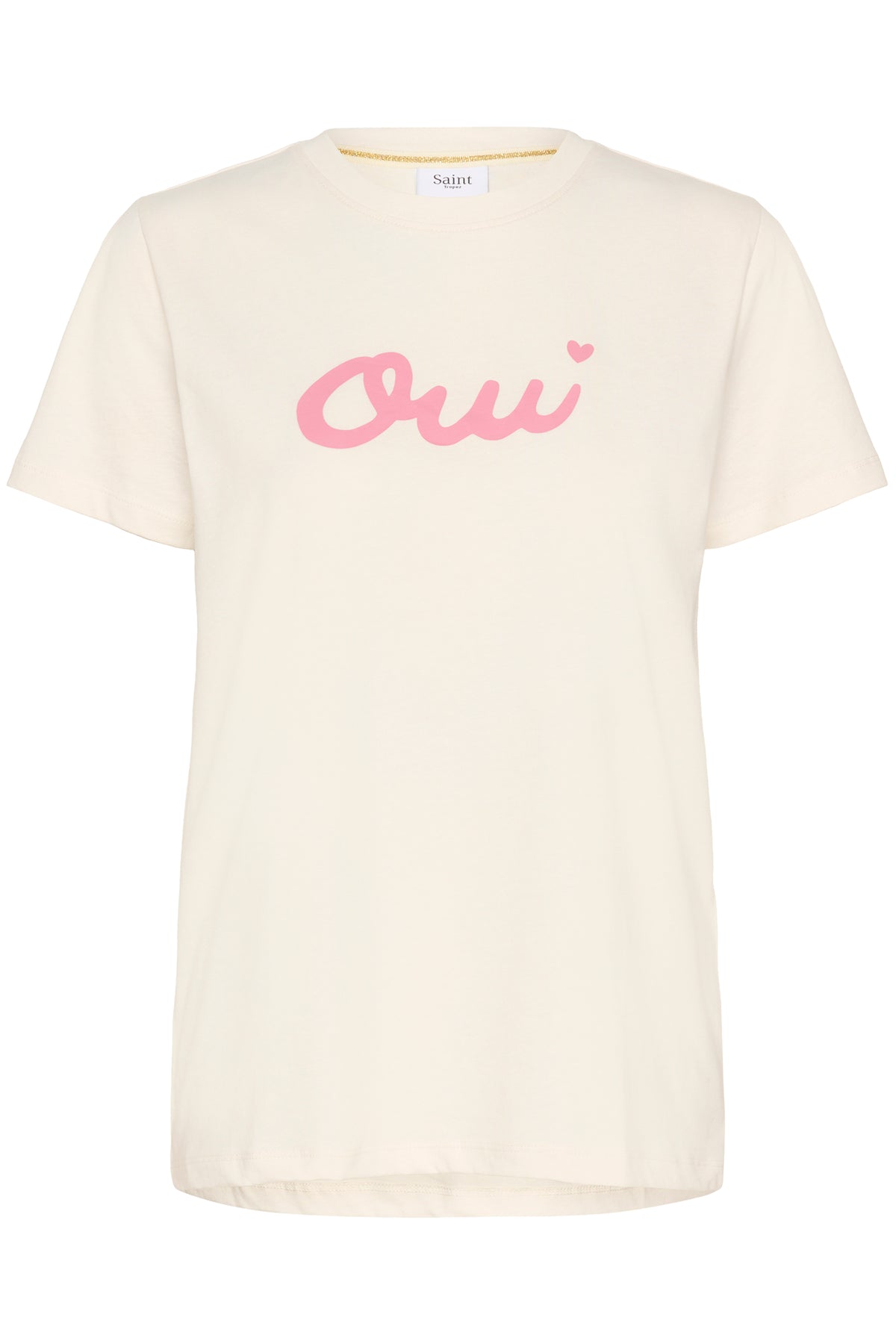 Saint Tropez OdineSz Ice White 'OUI' Baby Pink Logo T-Shirt, 30514810