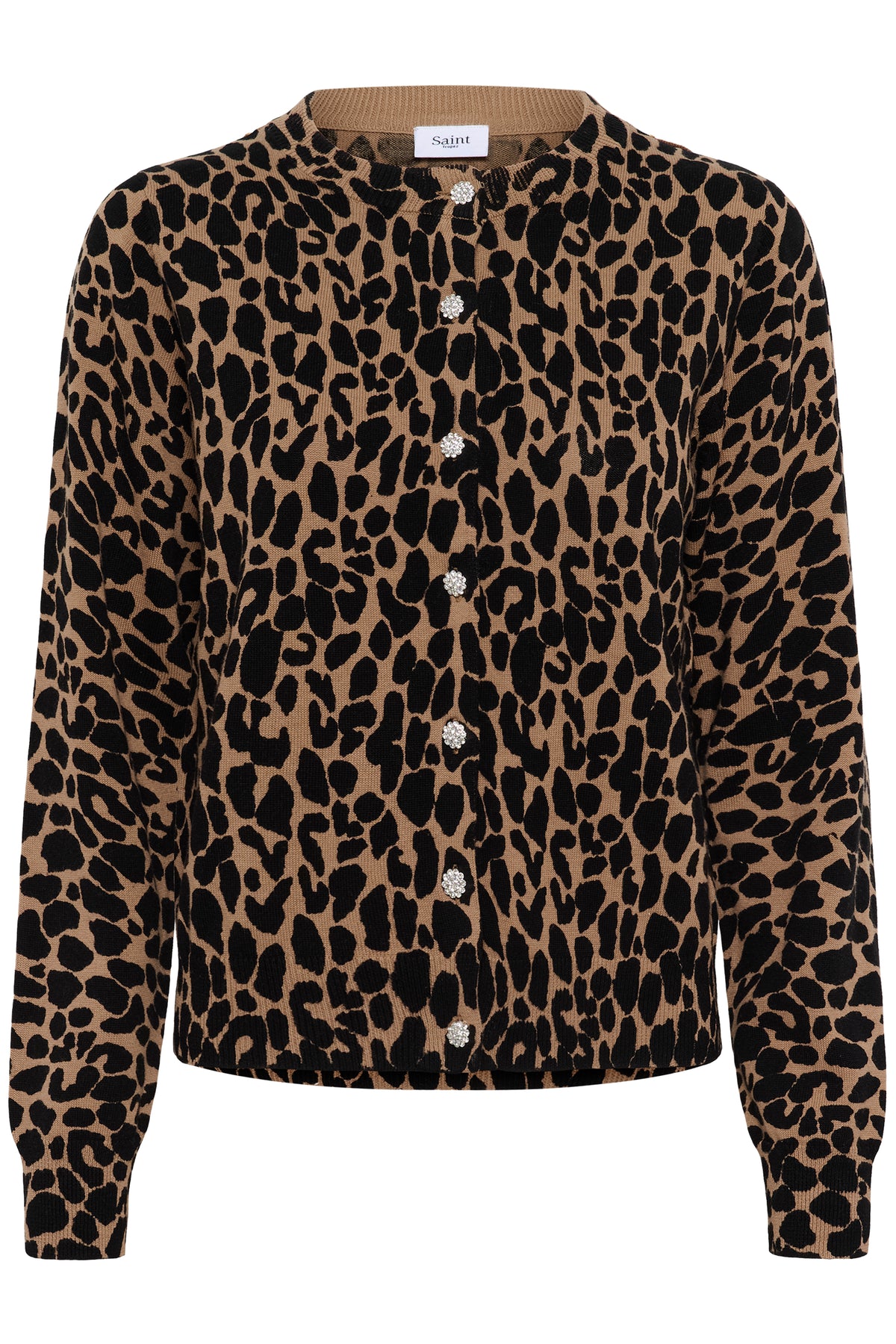 Saint Tropez PalomaSZ Tiger's Eye Spotty Leopard Cardigan with Embellished Buttons, 30514889