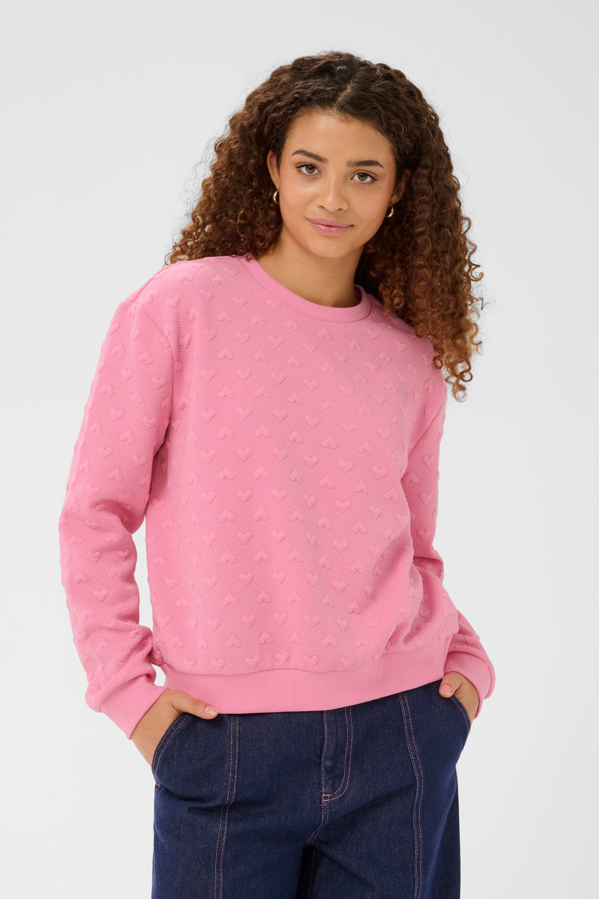 Saint Tropez PadmiaSZ Bonbon Pink Heart Embossed Sweatshirt, 30514921