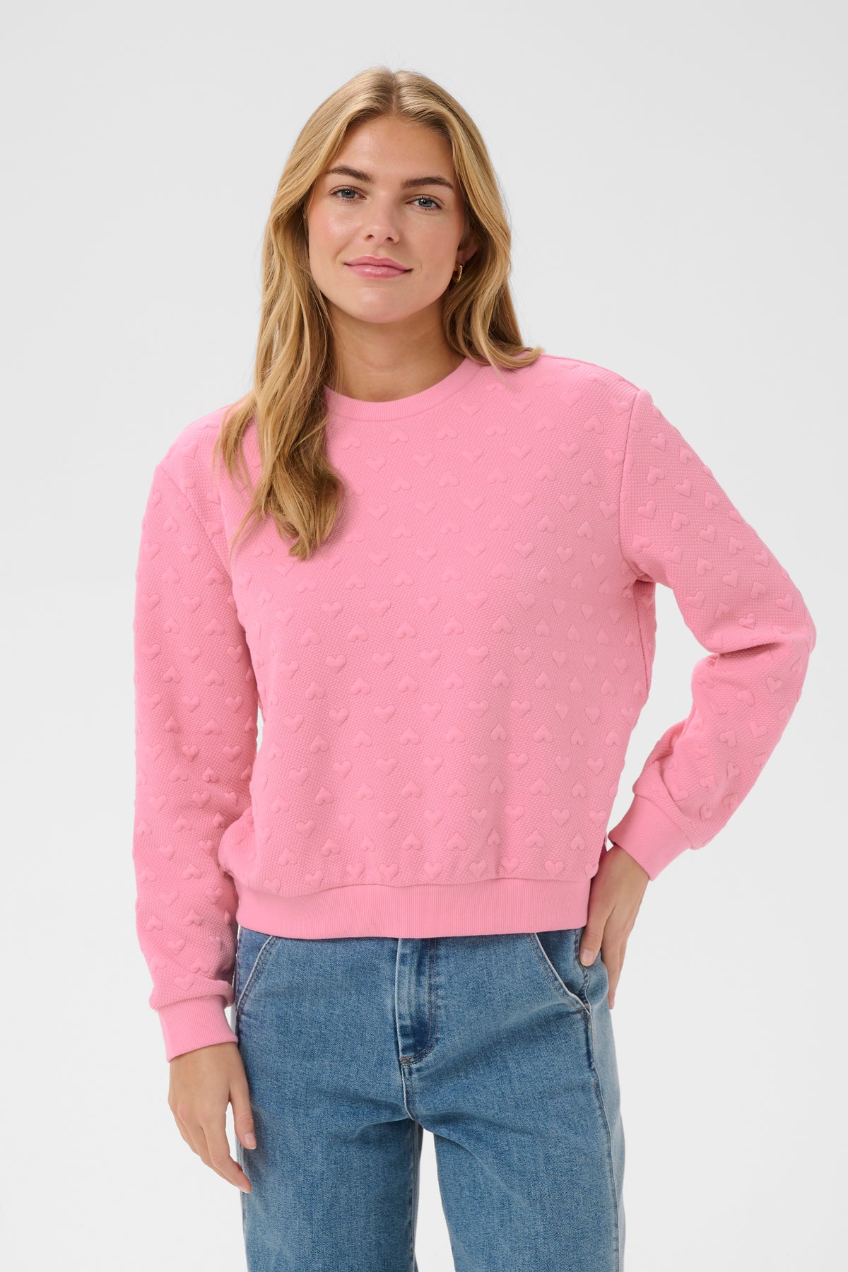 Saint Tropez PadmiaSZ Bonbon Pink Heart Embossed Sweatshirt, 30514921