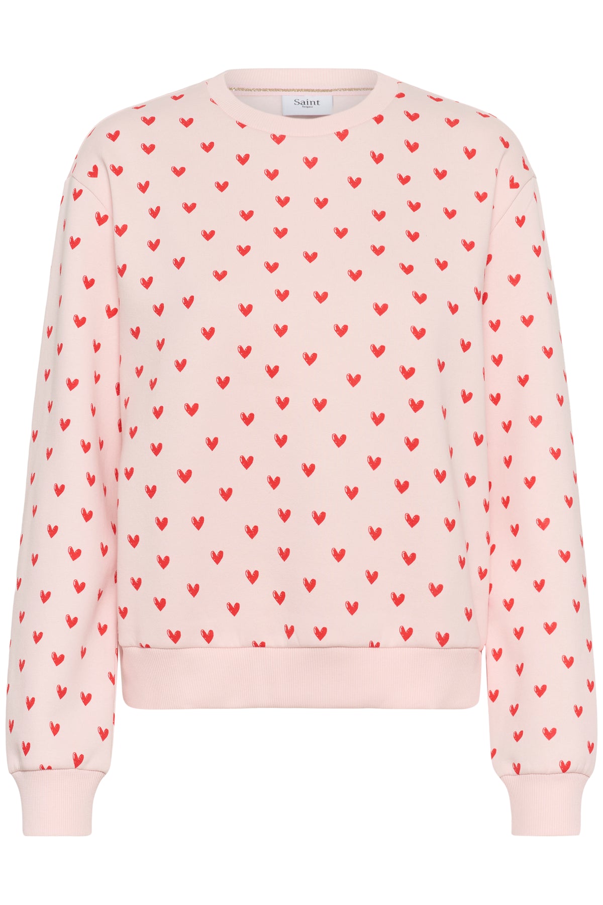 Saint Tropez Pamma Pink/Red Heart Print Fleece Lined Sweatshirt, 30514963