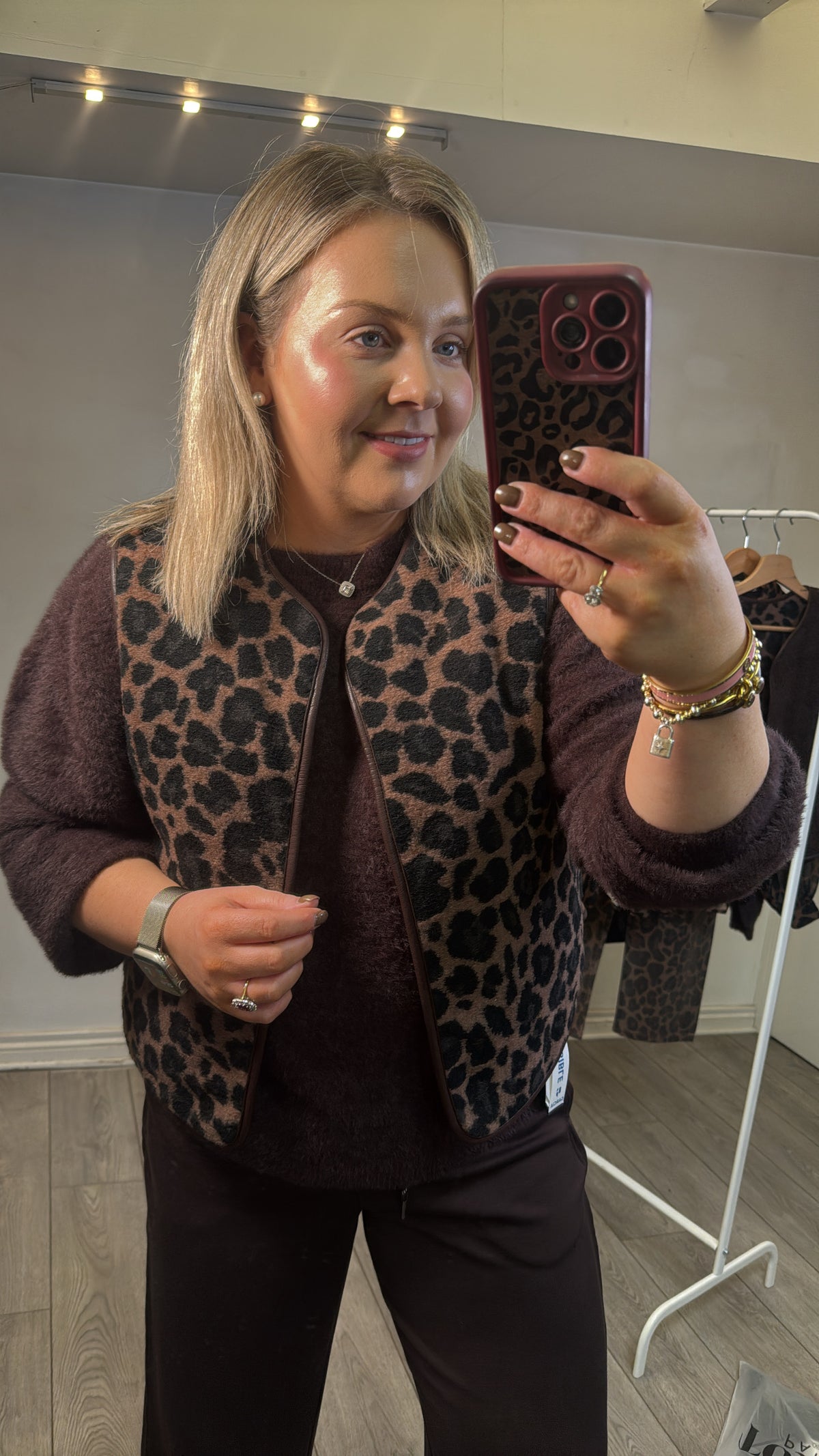 Garcia Hazel Bloom Leopard Print Teddy Fleece Reversible Gilet