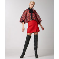 Access Fashion Red/Pink Pussy Bow Tie Neck Oversized Shirt, 34-7038
