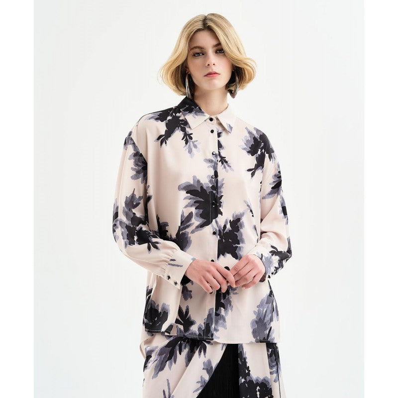 Access Fashion Oversized Floral Printed Longline Shirt, 34-7042
