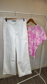 Toxik Highwaisted White Wide Leg Culotte Jeans