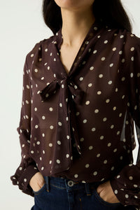 Garcia Hazel Bloom Polka Dot Tie Neck Shirt