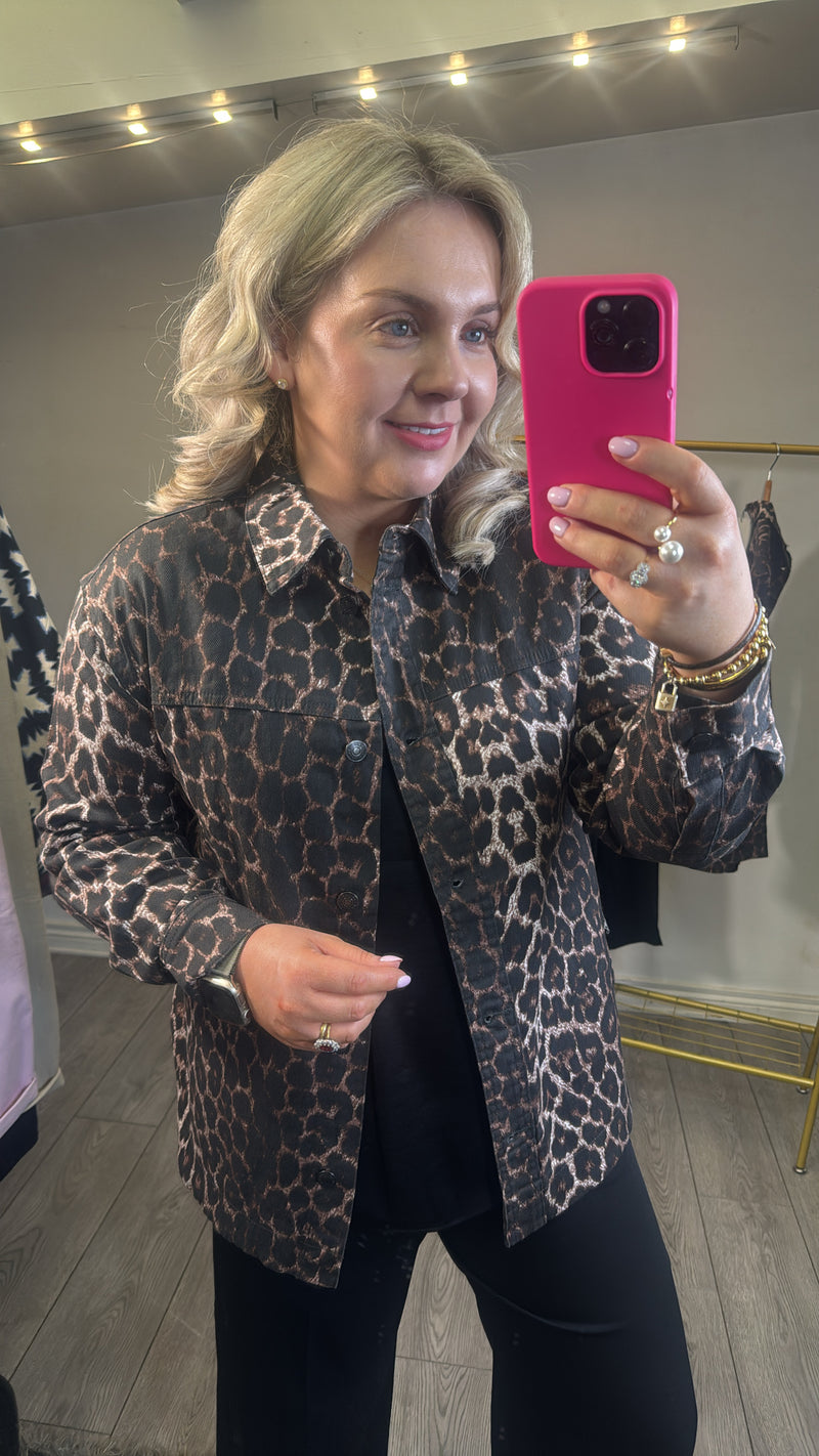 B.Young ByKenna Leopard Print Oversized Shirt Jacket, 20817017