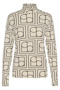 Soaked in Luxury Hanadi Whisper White/Black Monogram Rollneck Top, 30405647