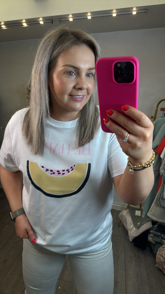 Saint Tropez Harda Pink/Lemon Logo Front T-Shirt