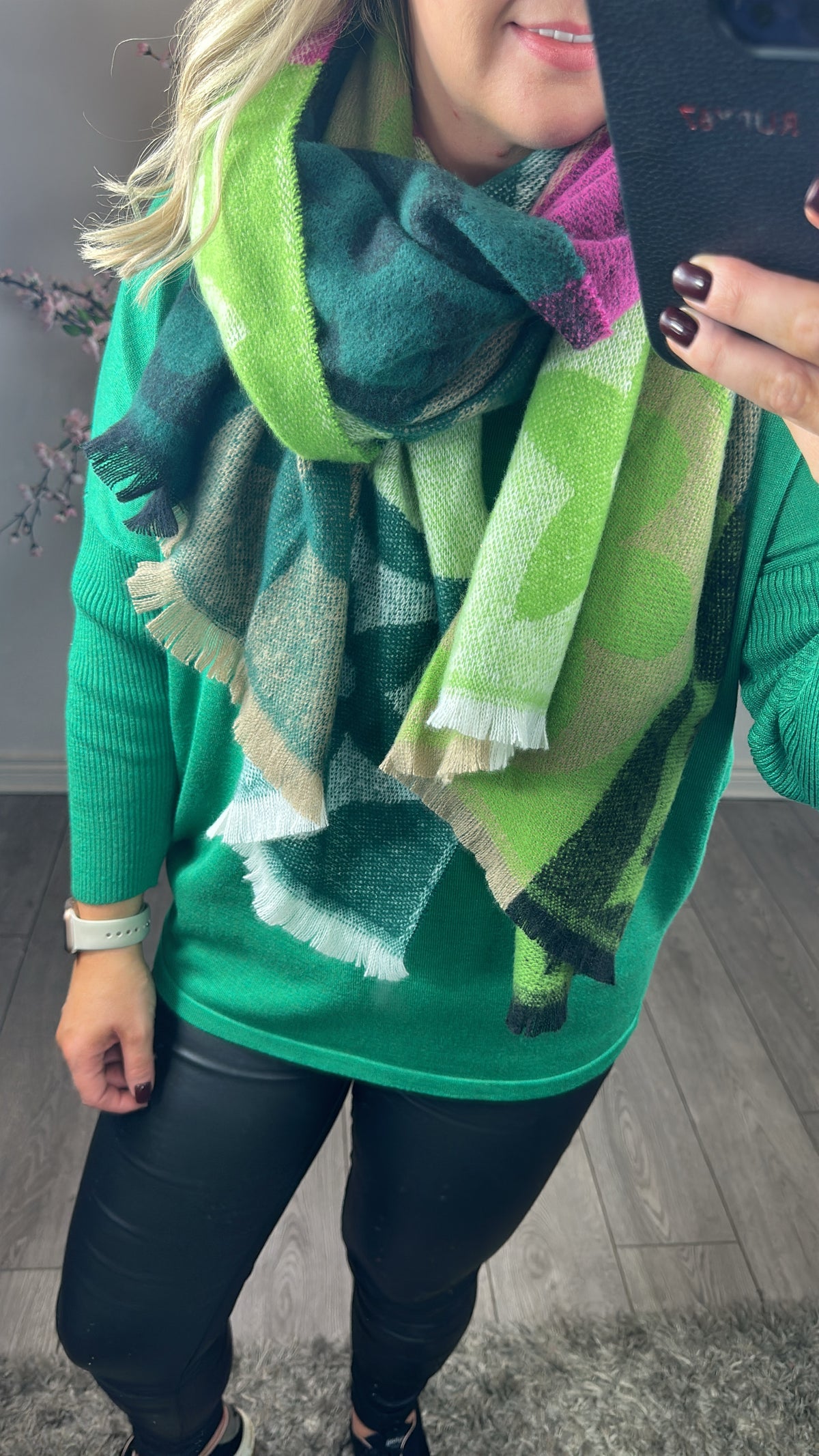 Ruby 67 Green Louis Vuitton Inspired Blanket Scarf