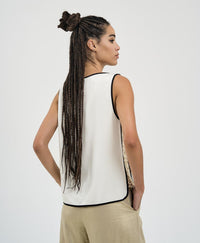 Access Fashion White Vest Top with Leopard Sequin, 43-2012