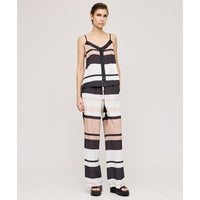 Access Fashion Black Colourblock Stripe Sequin Cami Top, 43-2013
