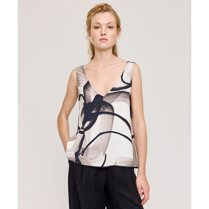 Access Fashion Abstract Printed V-Neck Relaxed Fit Top, 43-2084