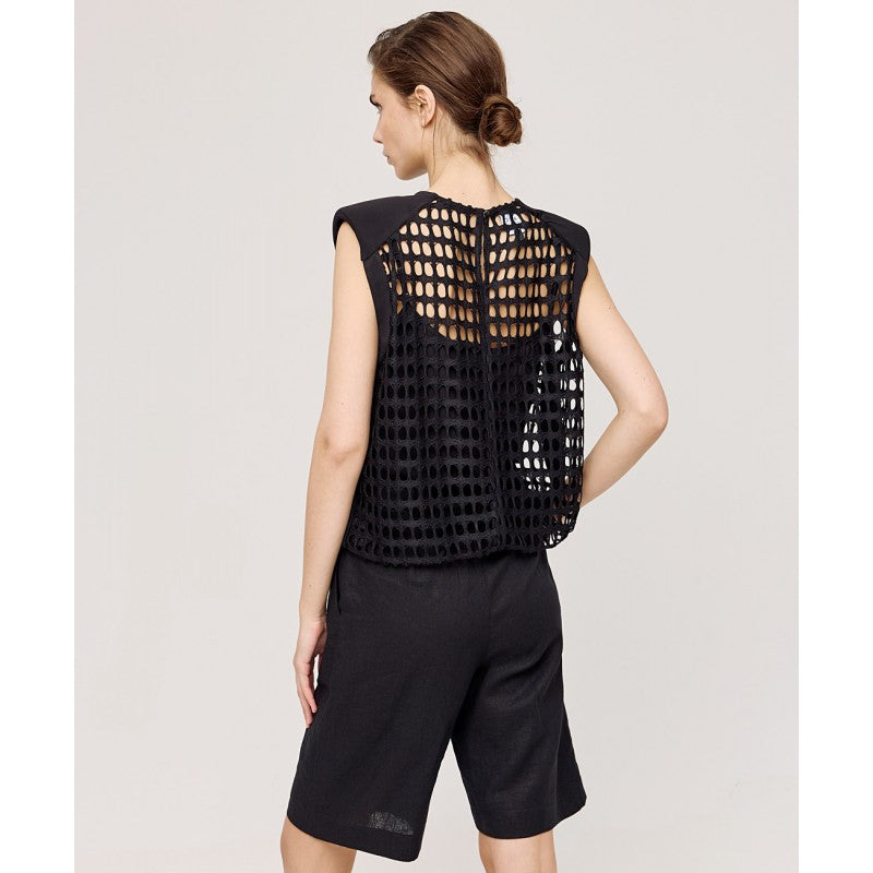 Access Fashion Black Fishnet Blouse, 43-2144