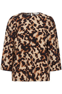 B.Young Byibine Toasted Coconut Leopard Blouse, 20813805