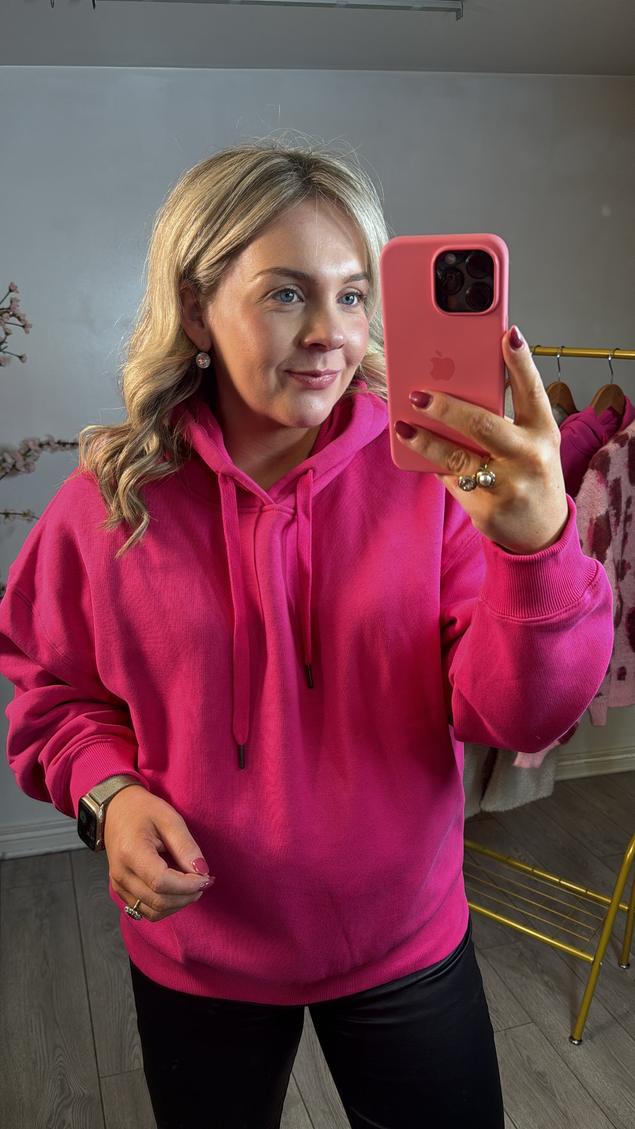 Pink sports hoodie hotsell